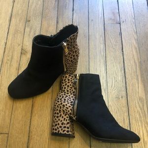 Black and Leopard Heeled Booties